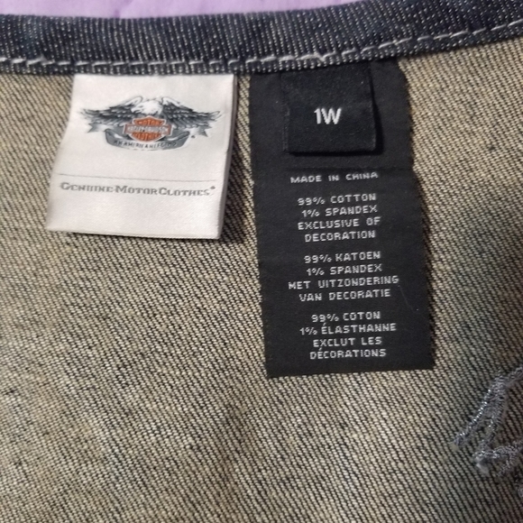 Bundle Harley Davidson Jean vest size 1W and white embellished tshirt size 18/20 - Picture 4 of 5